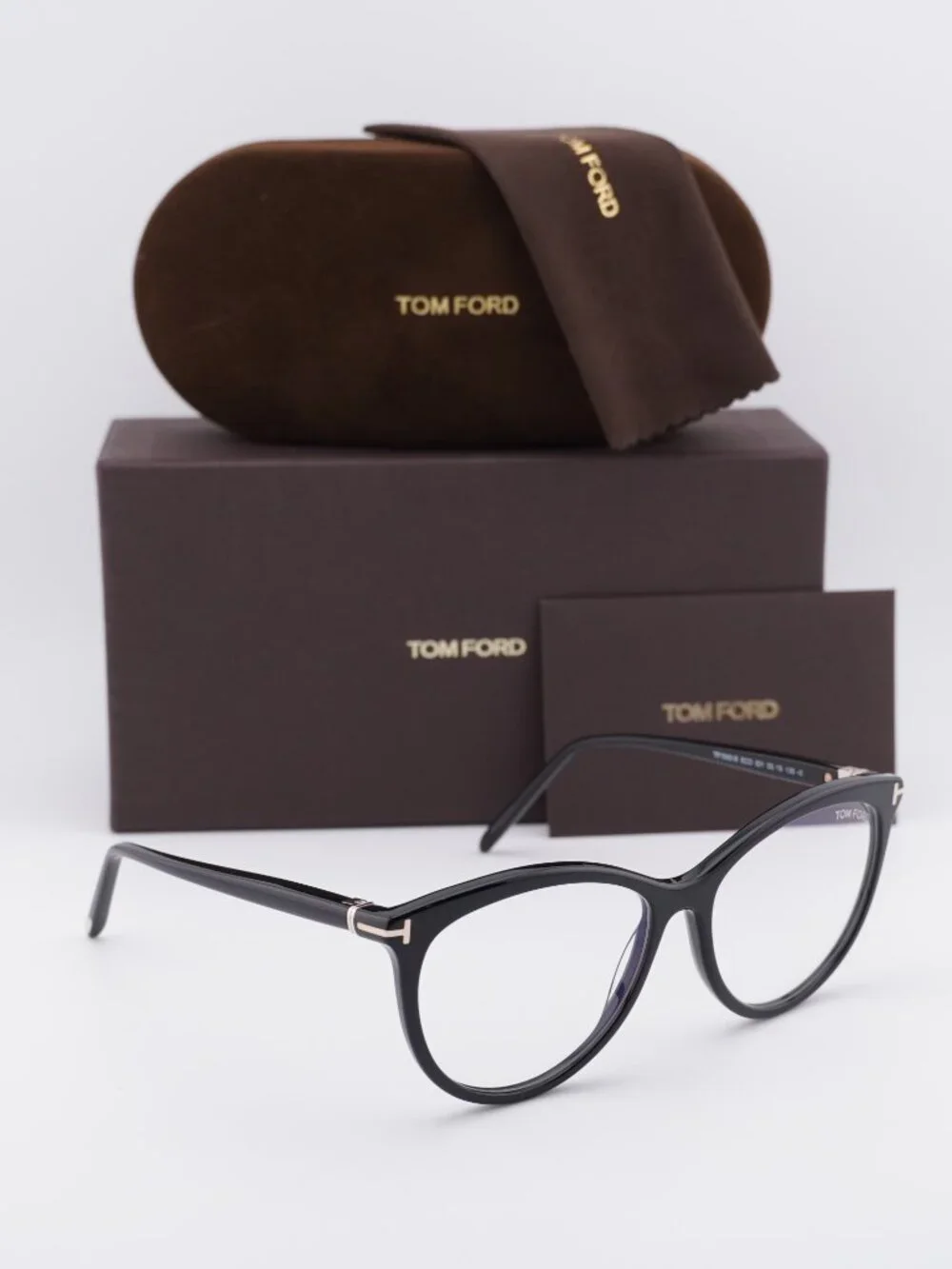 Tom Ford FT5990-B 001 Cat Eye Eyeglasses - Shiny Black 55mm